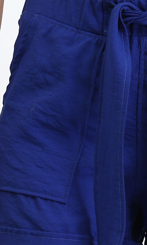 R209922 - Slip On Summer Shorts with Lace up - Royal Blue