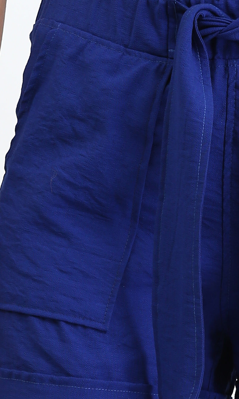 R209922 - Slip On Summer Shorts with Lace up - Royal Blue