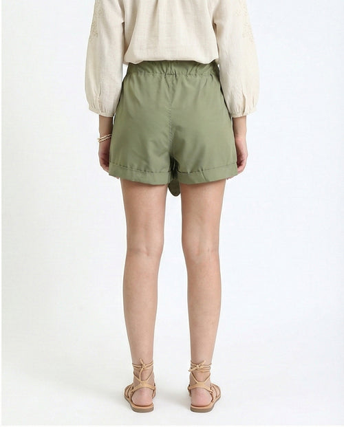 R209923 - Fashionable Shorts with Decorative Belt - Olive