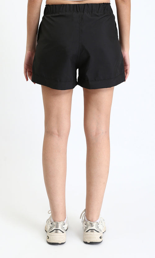 R209924 - Fashionable Shorts with Decorative Belt - Black