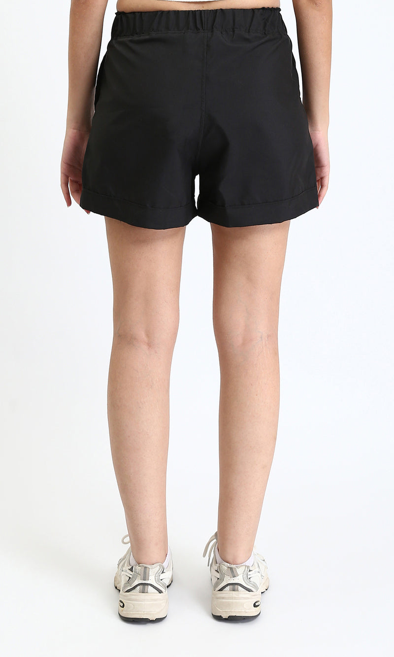 R209924 - Fashionable Shorts with Decorative Belt - Black