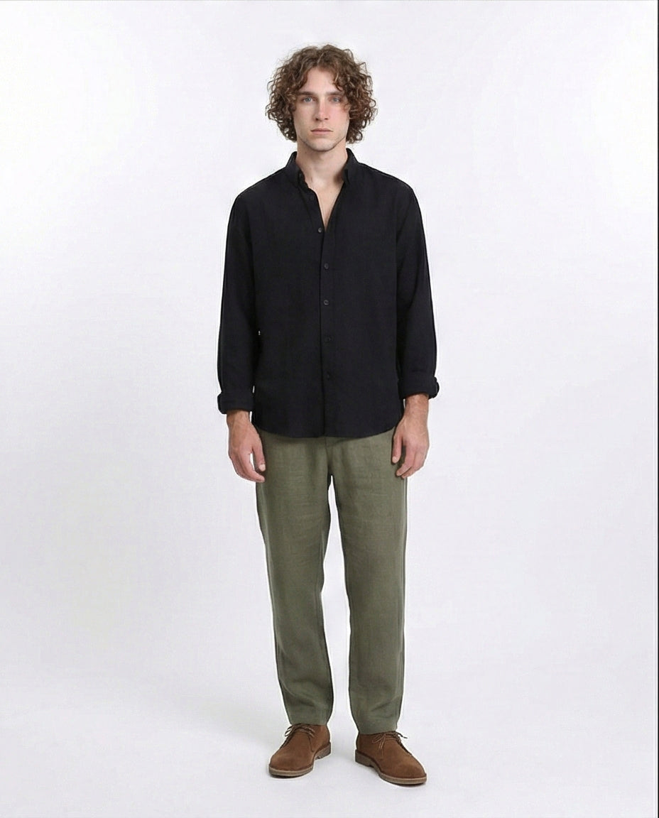 R209964 - Long Sleeves Solid Classic Shirt - Black