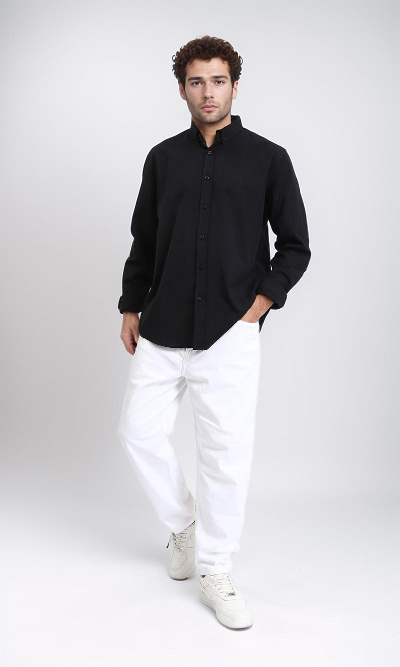 R209964 - Long Sleeves Solid Classic Shirt - Black