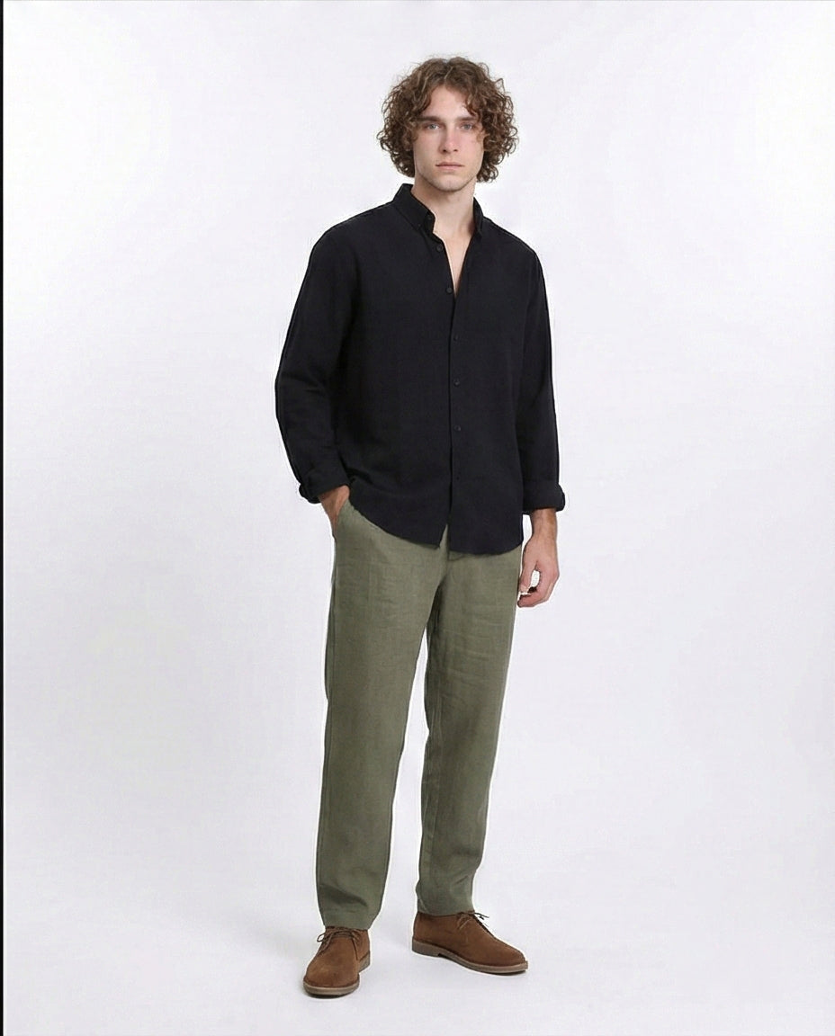 R209964 - Long Sleeves Solid Classic Shirt - Black