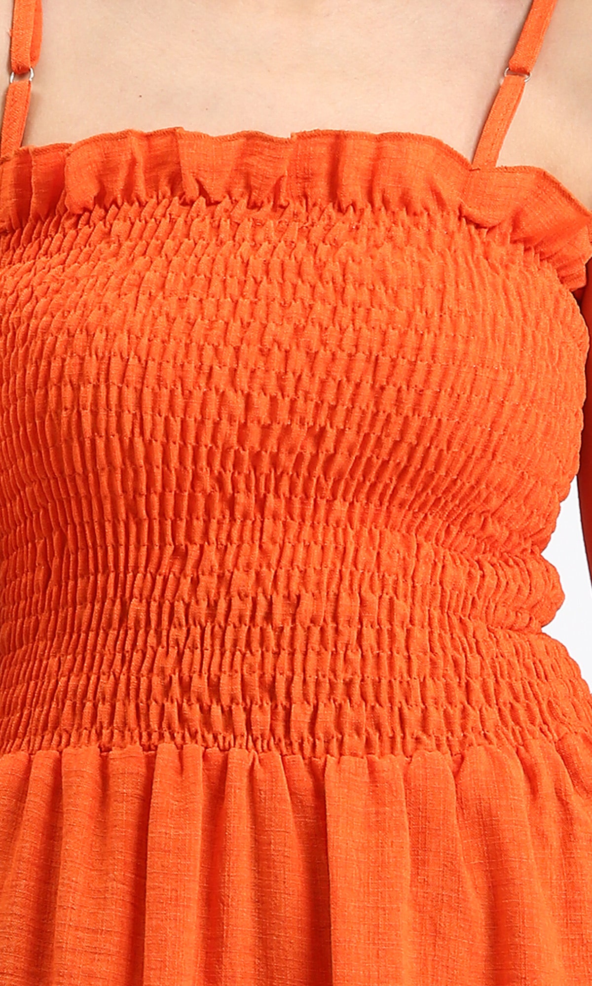 Ravin Smocked Bodice Tiered Maxi Dress - Bright Orange - R209966