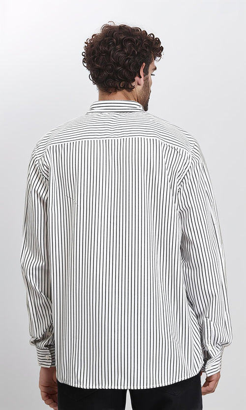 R209971 - Regular Striped Long Sleeves Shirt - Black & White