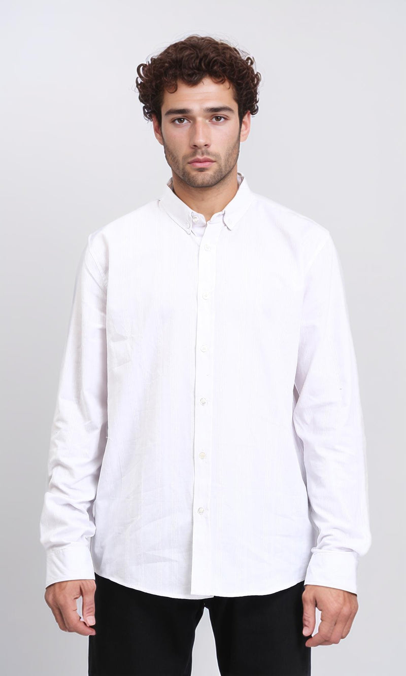 R209973 - Self Striped Long Sleeves Shirt - White