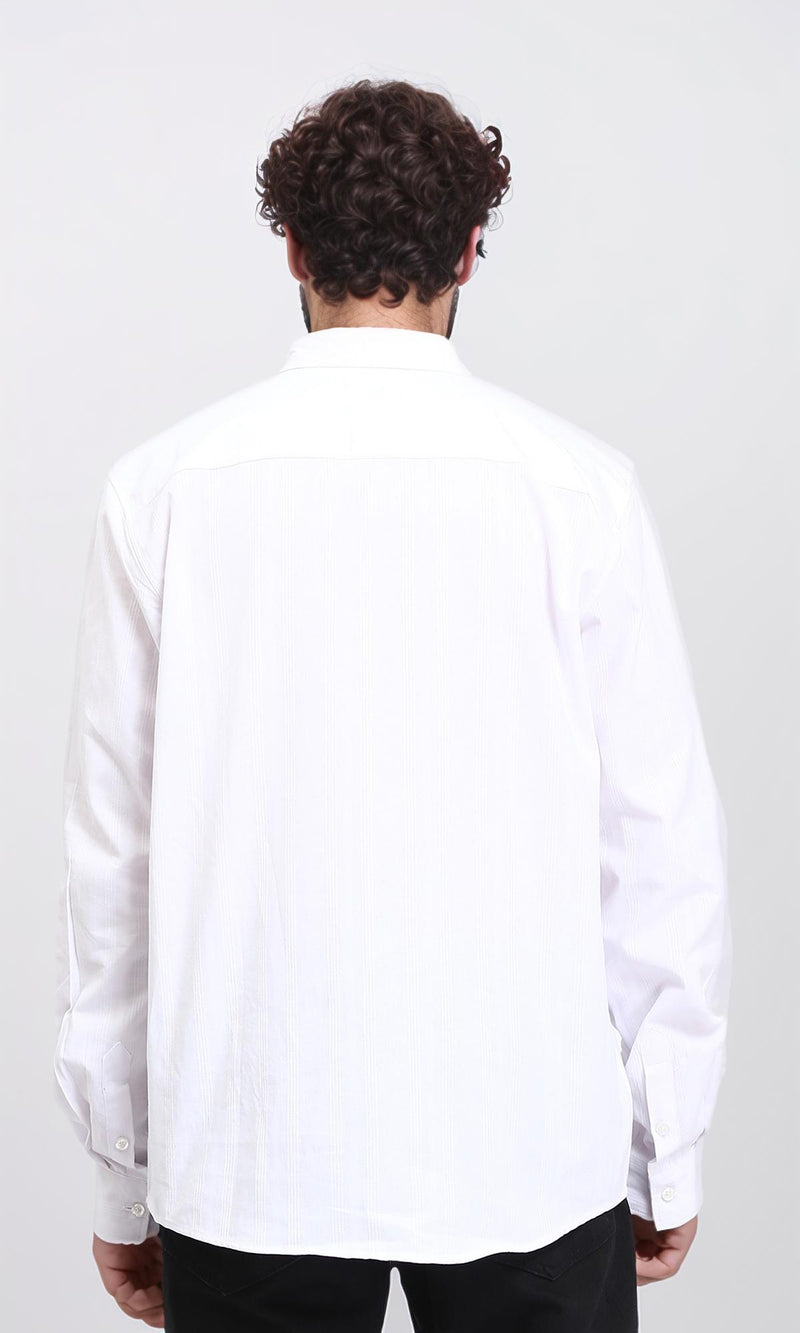 R209973 - Self Striped Long Sleeves Shirt - White