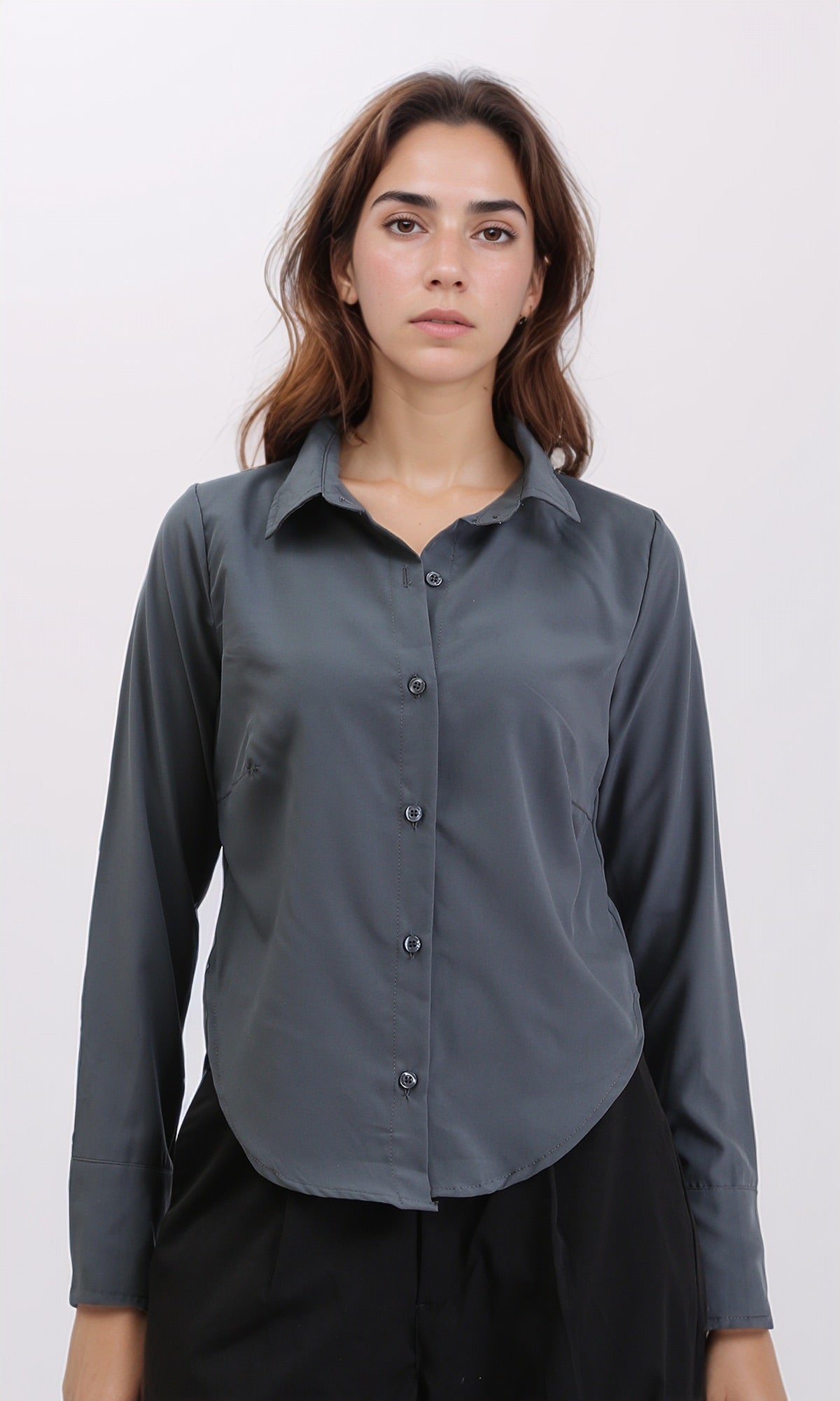 Solid Long Sleeves Classic Shirt - Dark Grey