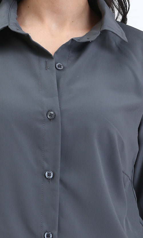 R209974 - Solid Long Sleeves Classic Shirt - Dark Grey
