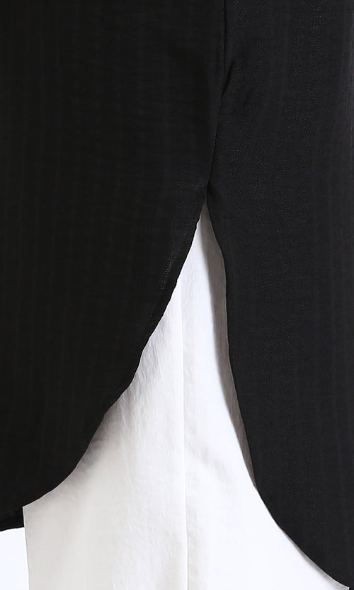 R209978 - Self Striped Long Sleeves Shirt - Black