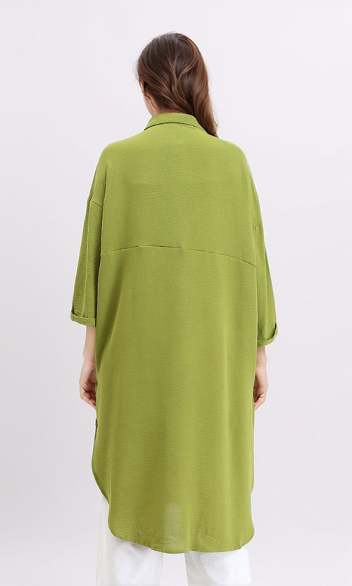 R209980 - Full Buttons Summer Textured Shirt - Lime