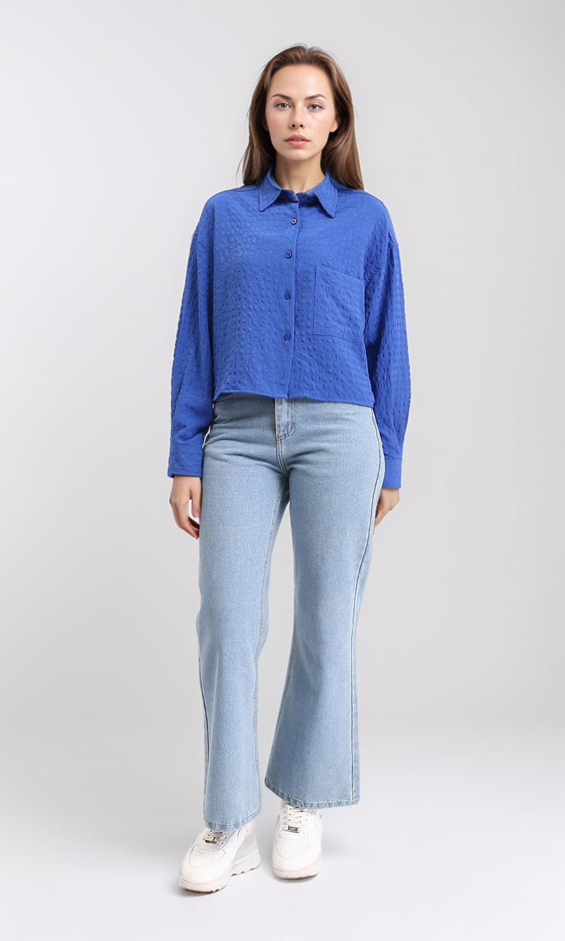 R209998 - Striped Shirt with Front Pocket - Royal Blue