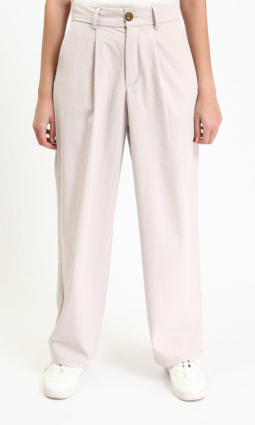 R210024 - Solid Comfy Classic Pants - Beige
