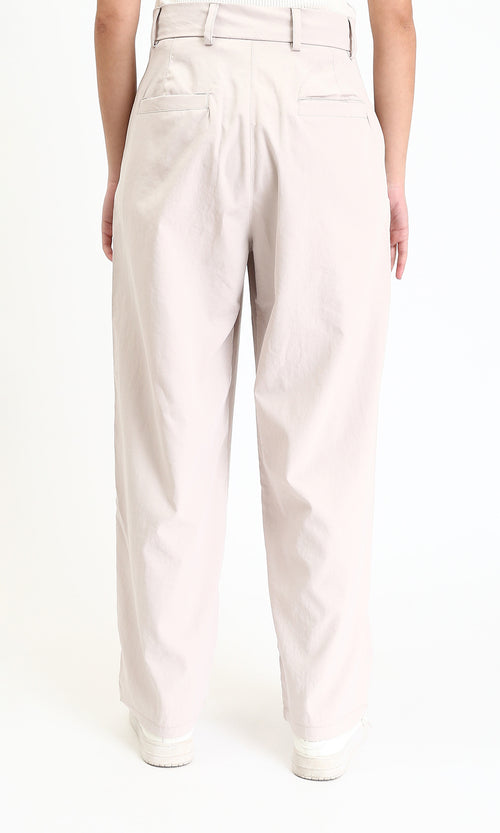 R210024 - Solid Comfy Classic Pants - Beige