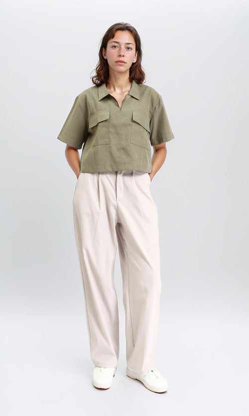 R210024 - Solid Comfy Classic Pants - Beige