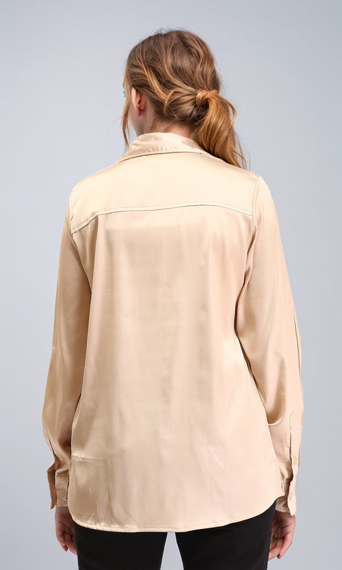 R210027 - Long Sleeves Shirt with Classic Collar - Light Gold