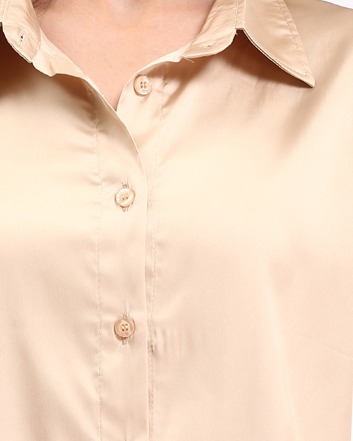 Ravin Women’s Champagne Satin Long-Sleeve Button-Down Shirt - Light Gold - R210027