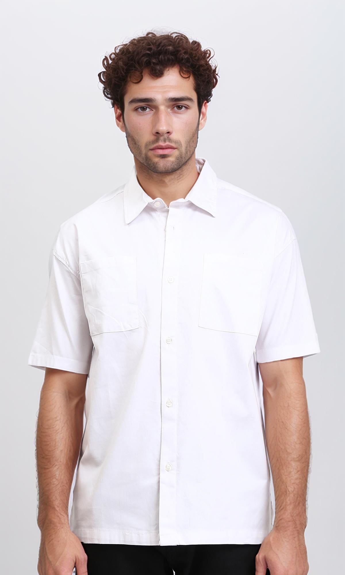 Solid Short Sleeves Classic Shirt - White