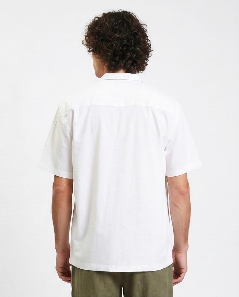 Ravin Men's Crisp White Cuban Collar Boxy Shirt - White - R210046