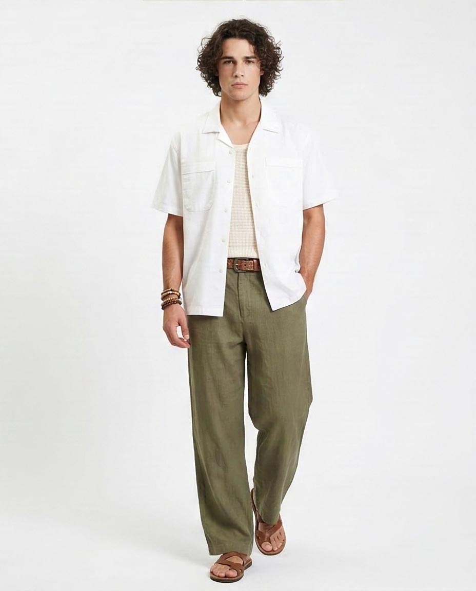 Ravin Men's Crisp White Cuban Collar Boxy Shirt - White - R210046