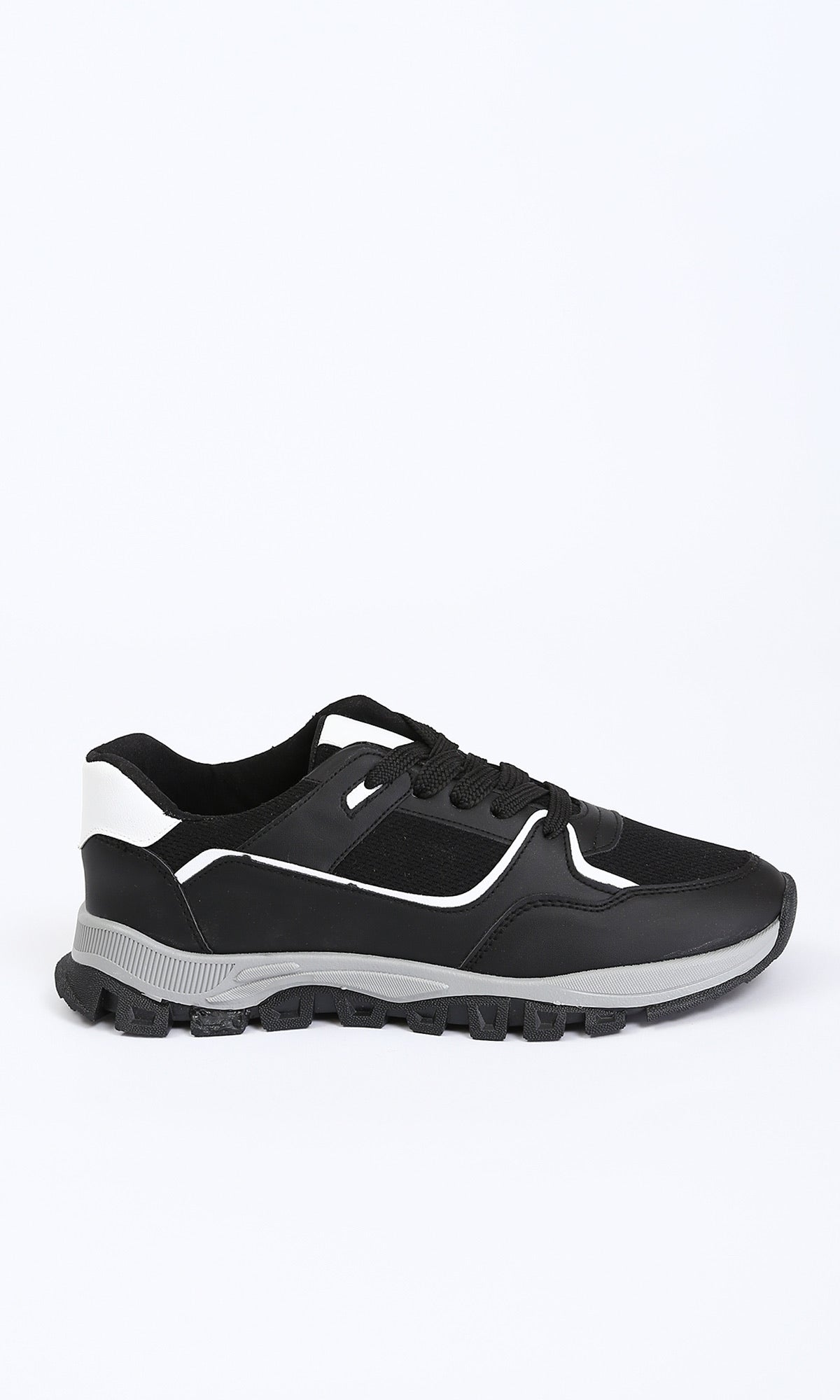 Black Contrasting Panel Lace-Up Sneakers