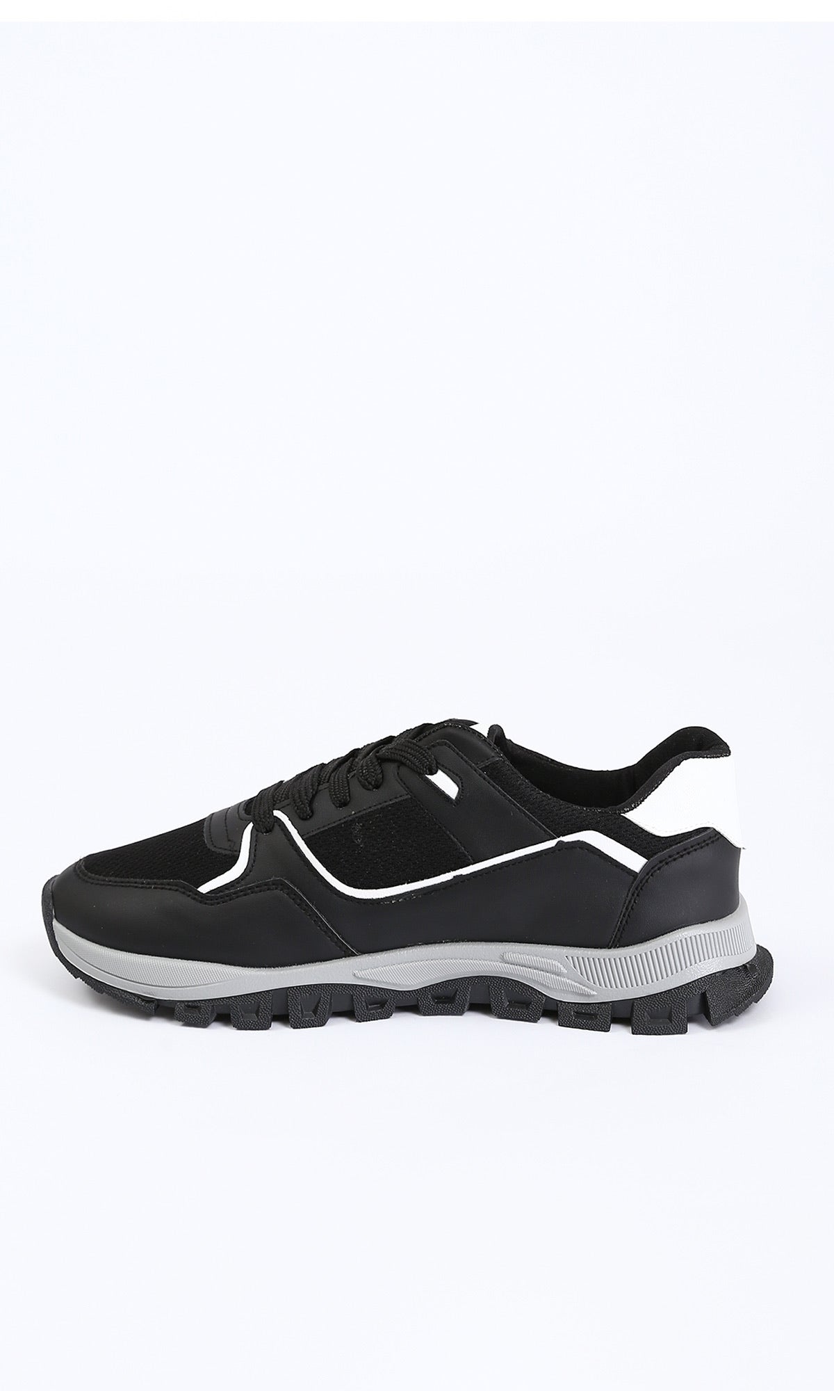 Black Contrasting Panel Lace-Up Sneakers