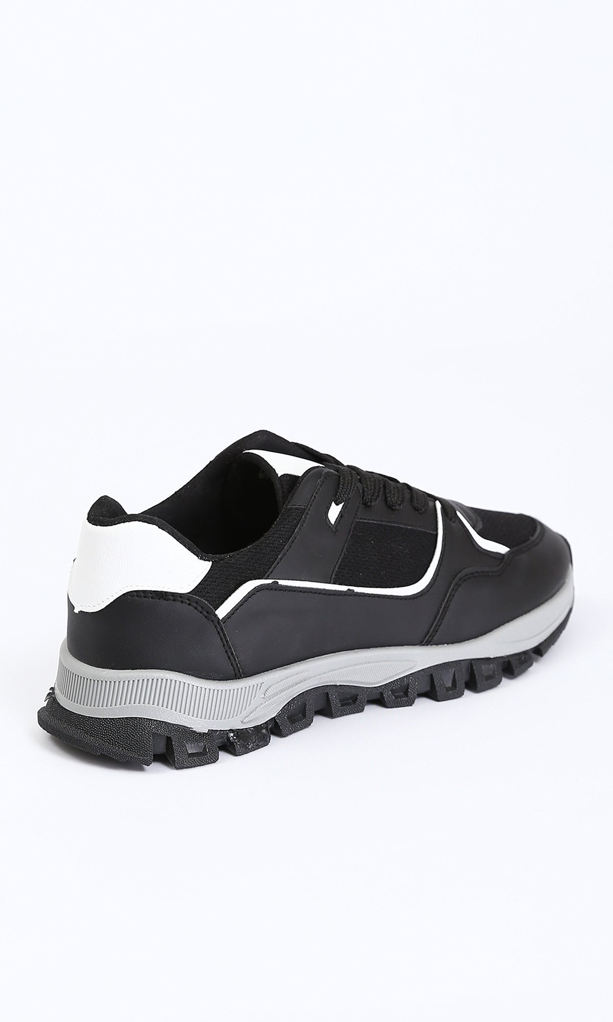 Black Contrasting Panel Lace-Up Sneakers