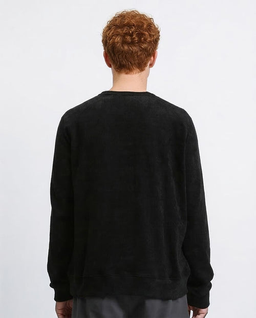 Ravin Textured Corduroy Crew Neck Sweatshirt in Onyx Black - R210100