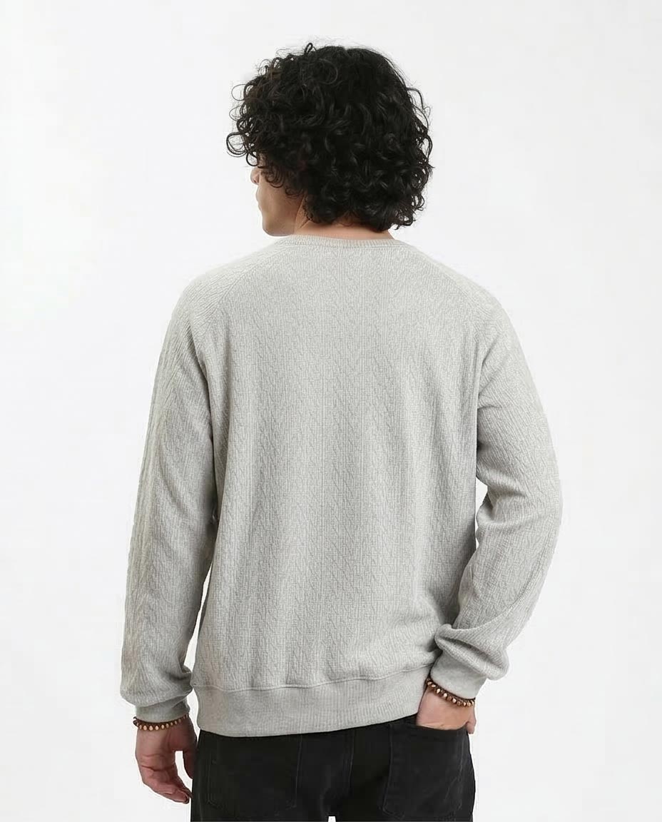 Ravin Men's Relaxed Fit Textured Crewneck Pullover - Grey Knitwear - R210102