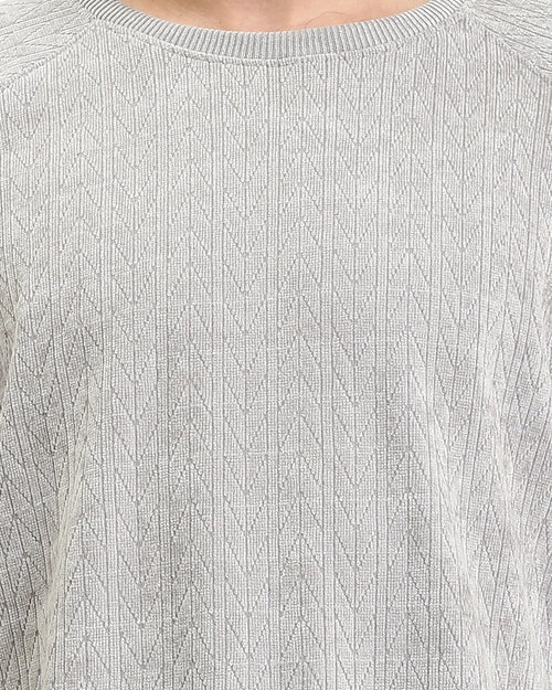 Ravin Men's Relaxed Fit Textured Crewneck Pullover - Grey Knitwear - R210102
