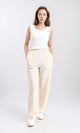 R210103 - Cotton Pants with Elastic Waist - Beige