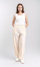 R210103 - Cotton Pants with Elastic Waist - Beige