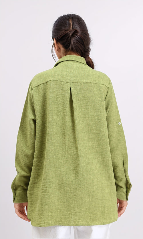 R210104 - Textured Shirt with Front Pocket - Lime