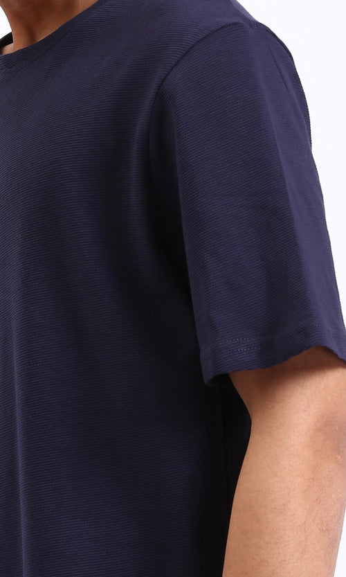 R210239 - Cotton Elbow-Sleeves Lightweight Tee - Navy Blue