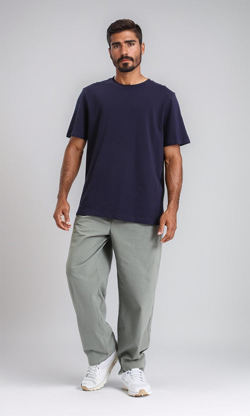 R210239 - Cotton Elbow-Sleeves Lightweight Tee - Navy Blue