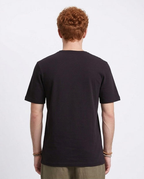 Ravin Men's Premium Textured Cotton Essential Crew Neck T-Shirt – Black - R210240