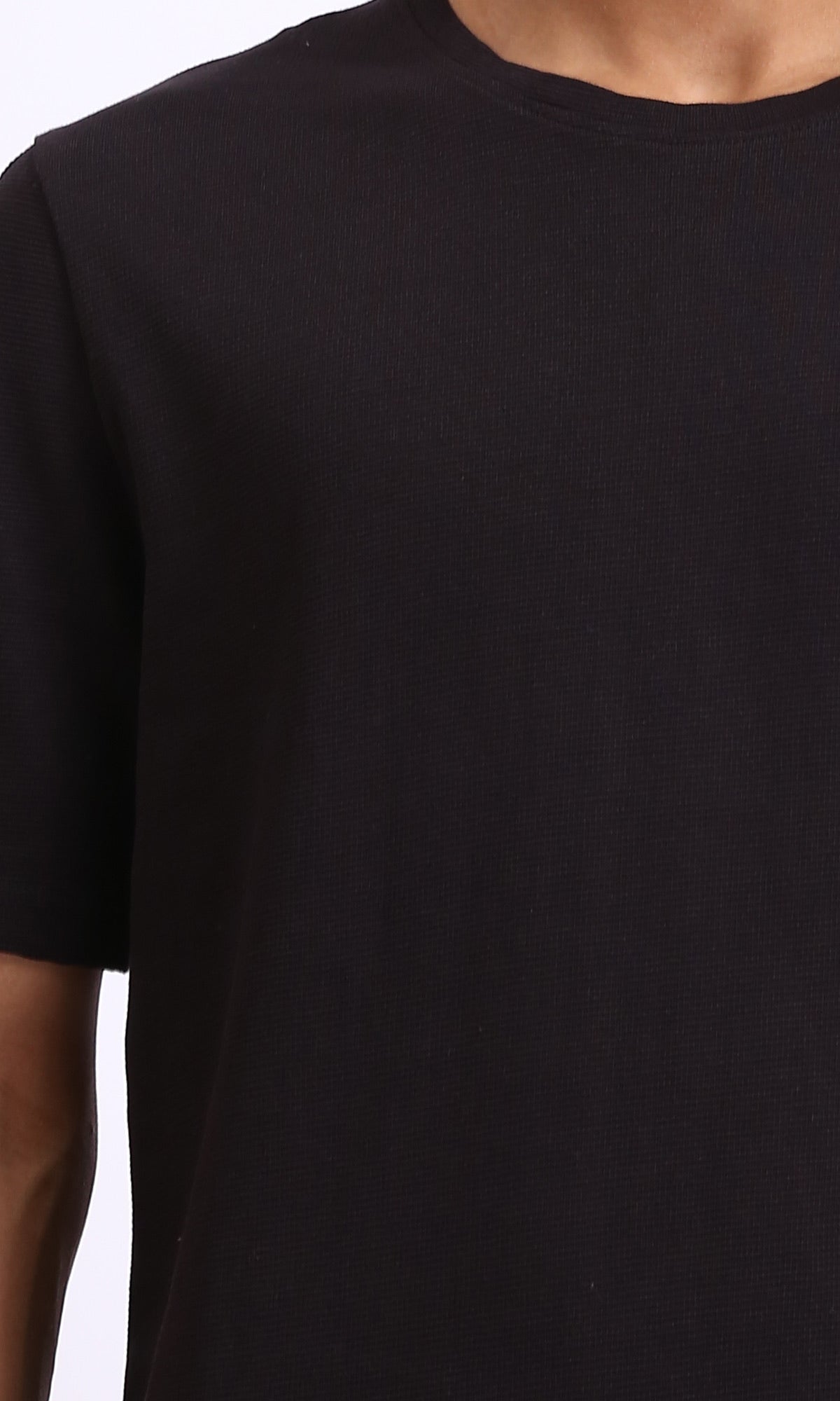 Ravin Men's Premium Textured Cotton Essential Crew Neck T-Shirt – Black - R210240