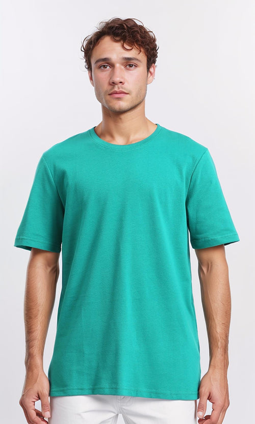 Solid Pattern Slip On Basic Tee - Green