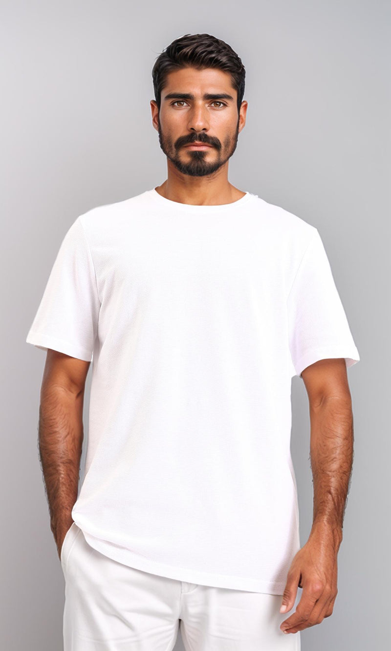 R210242 - Self Pattern Relaxed Summer Tee - White