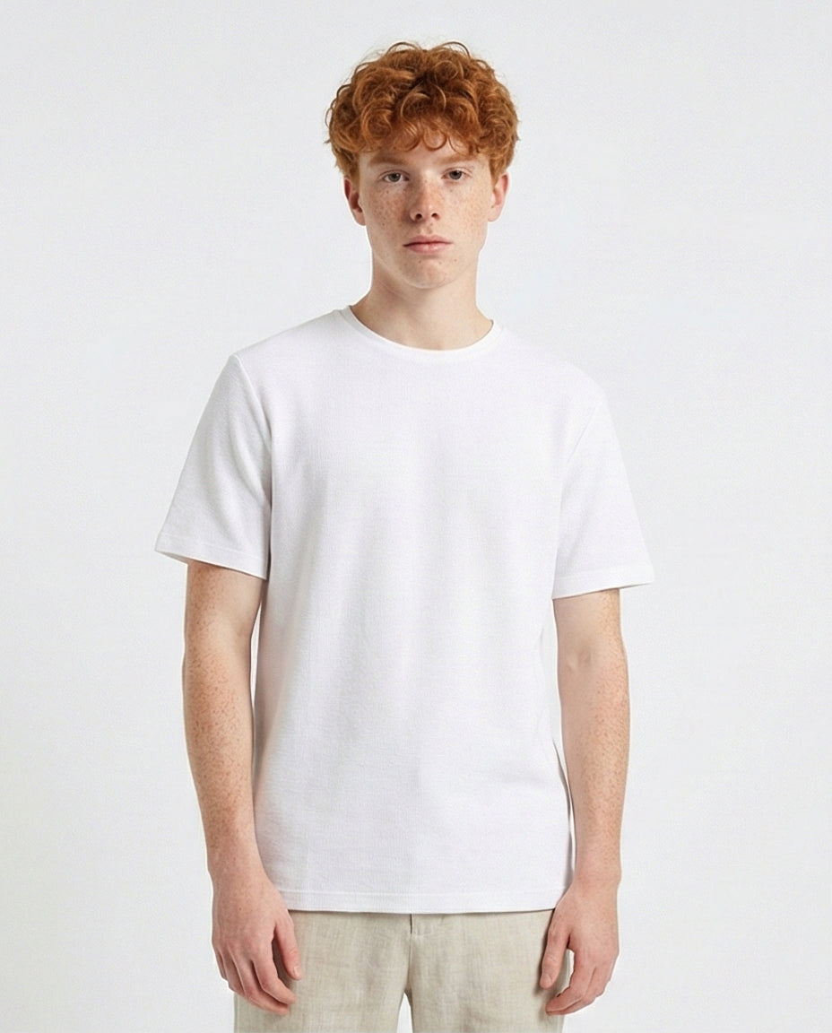 Self Pattern Relaxed Summer Tee - White