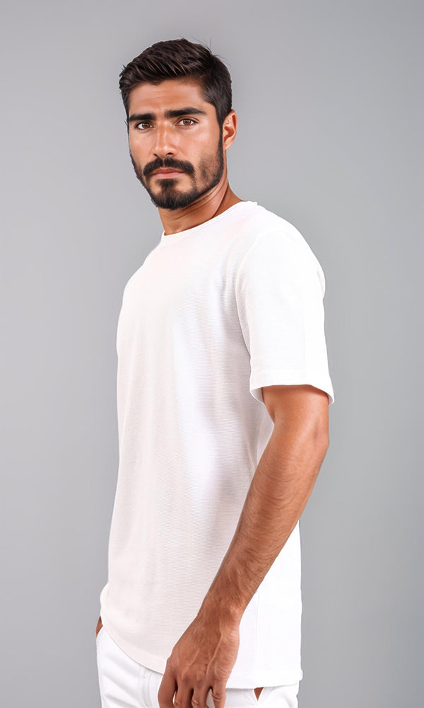 R210242 - Self Pattern Relaxed Summer Tee - White