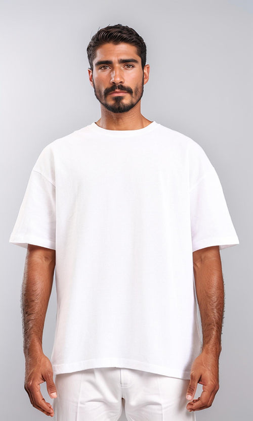 R210243 - Self Pattern Slip On Summer Tee - White