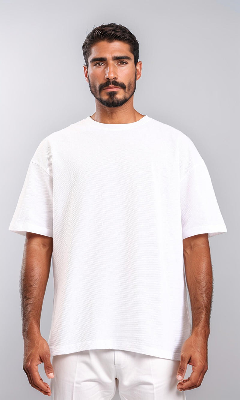 R210243 - Self Pattern Slip On Summer Tee - White
