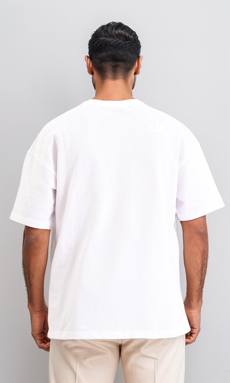 R210243 - Self Pattern Slip On Summer Tee - White