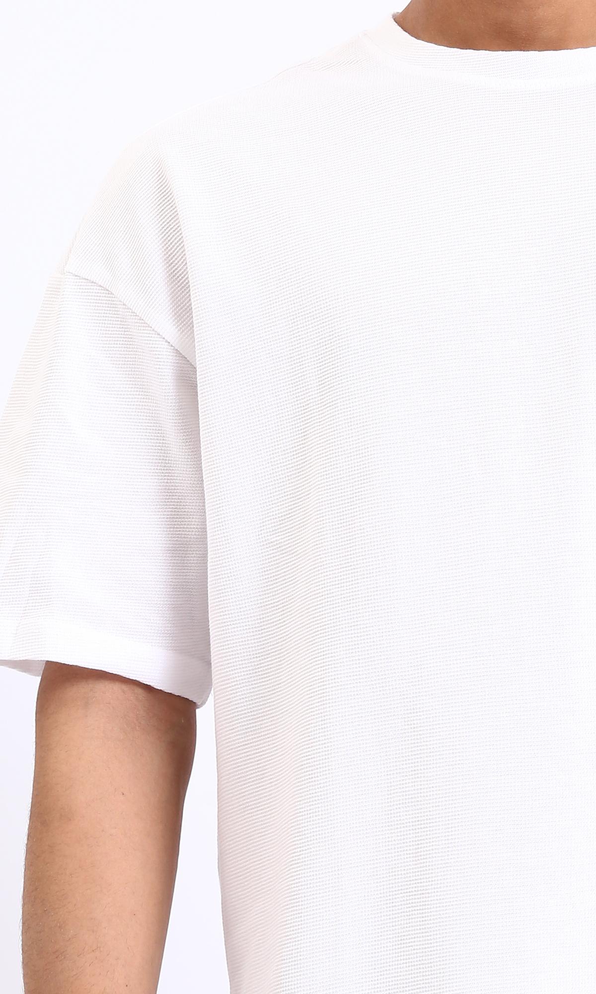 R210243 - Self Pattern Slip On Summer Tee - White