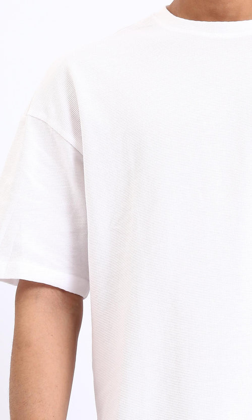 R210243 - Self Pattern Slip On Summer Tee - White