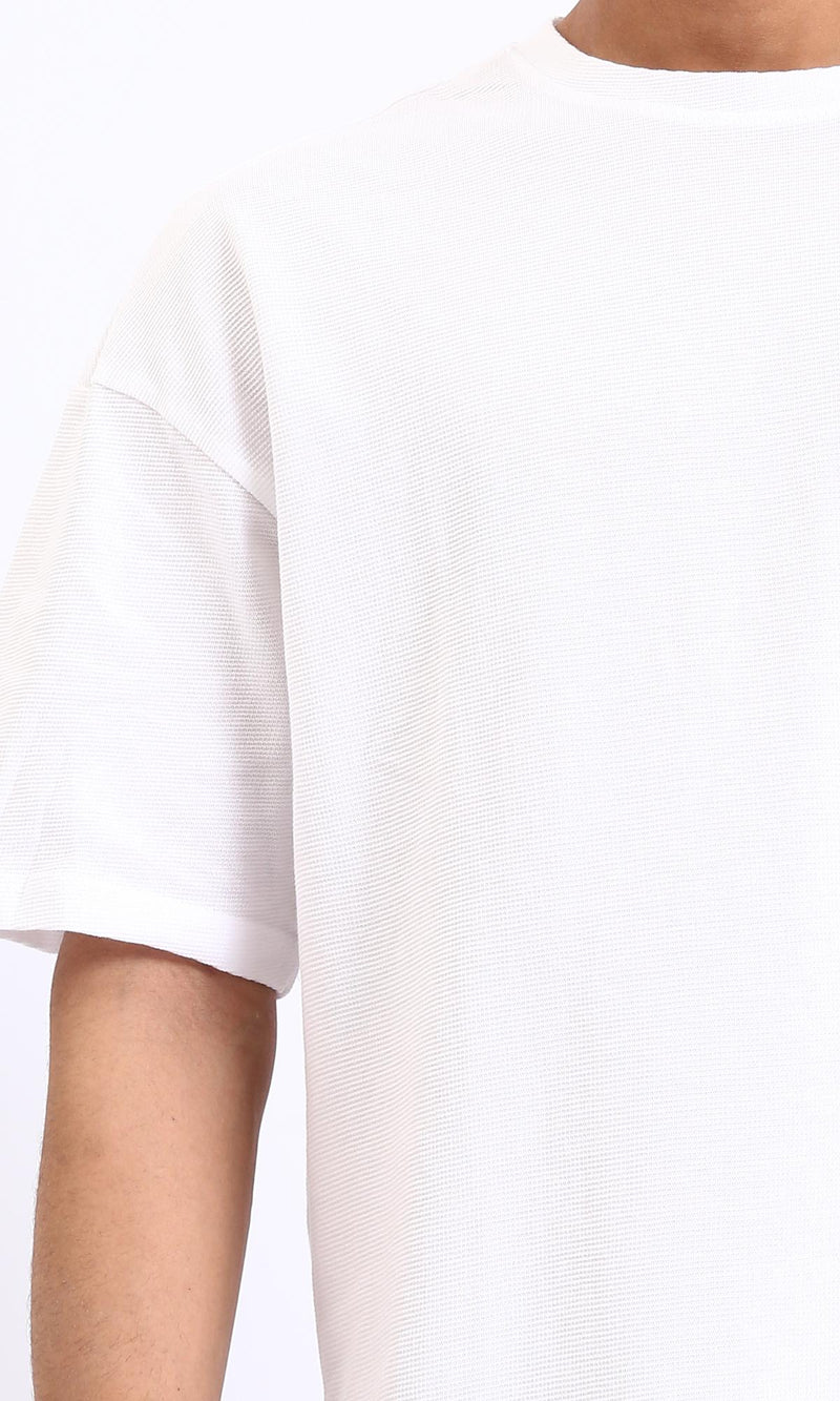 R210243 - Self Pattern Slip On Summer Tee - White