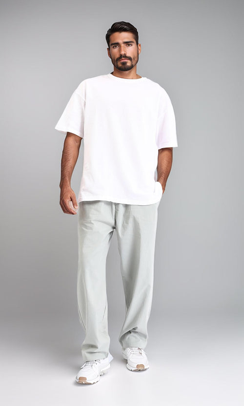 R210243 - Self Pattern Slip On Summer Tee - White