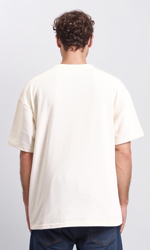 R210244 - Solid Pattern Slip On Basic Tee - Off-White